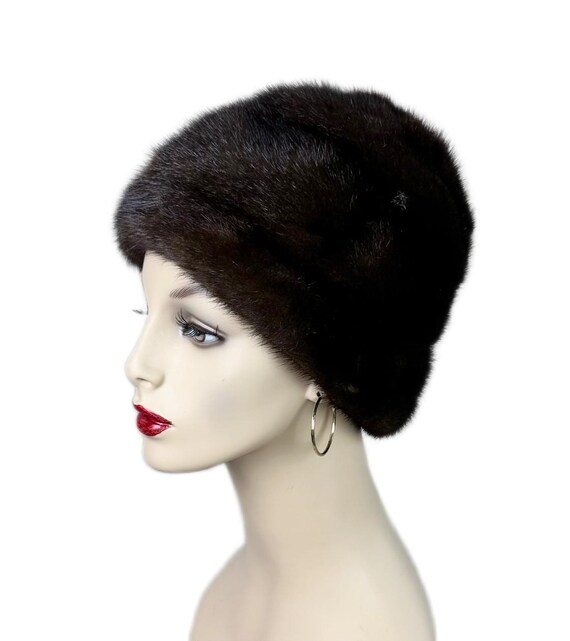 Vintage 70s Brown Mink Turban by Adolfo II, Jordan Marsh 