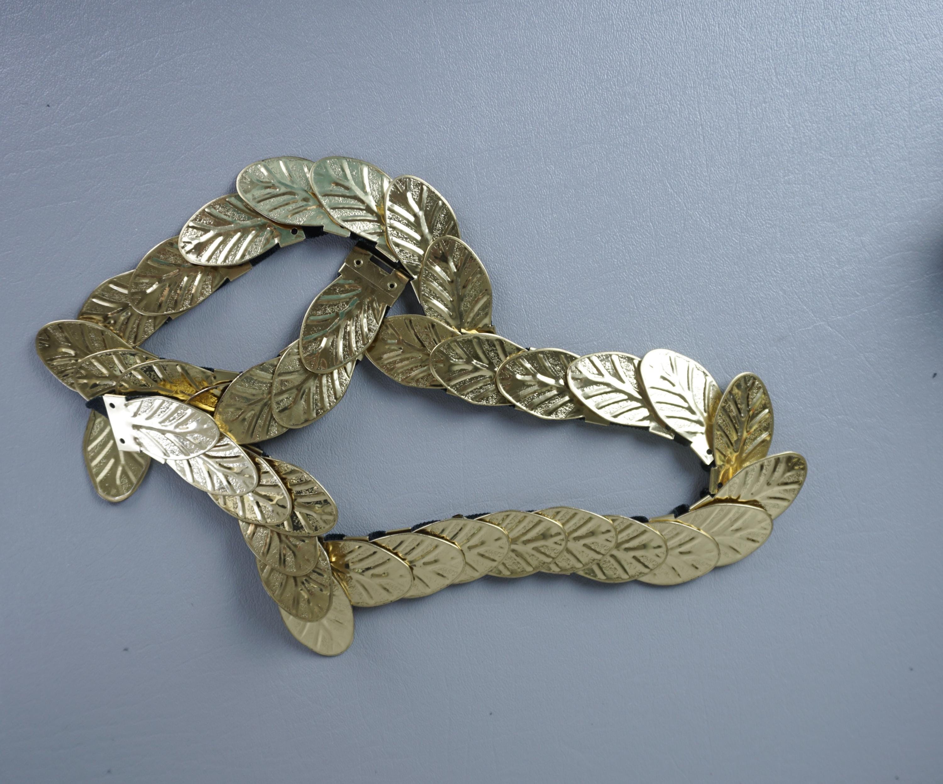 Vintage 80s Goldtone Leaf Stretch Belt - Etsy display picture 2