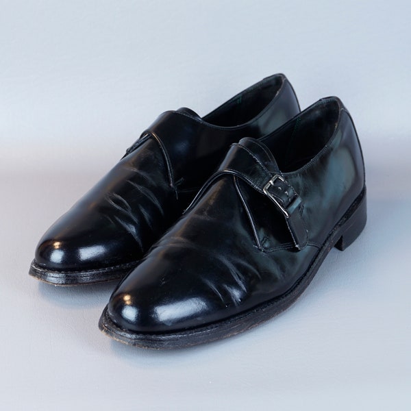 90s Men's Black Monk Strap Shoes by Royal Imperial Florsheim, Sz 10D
