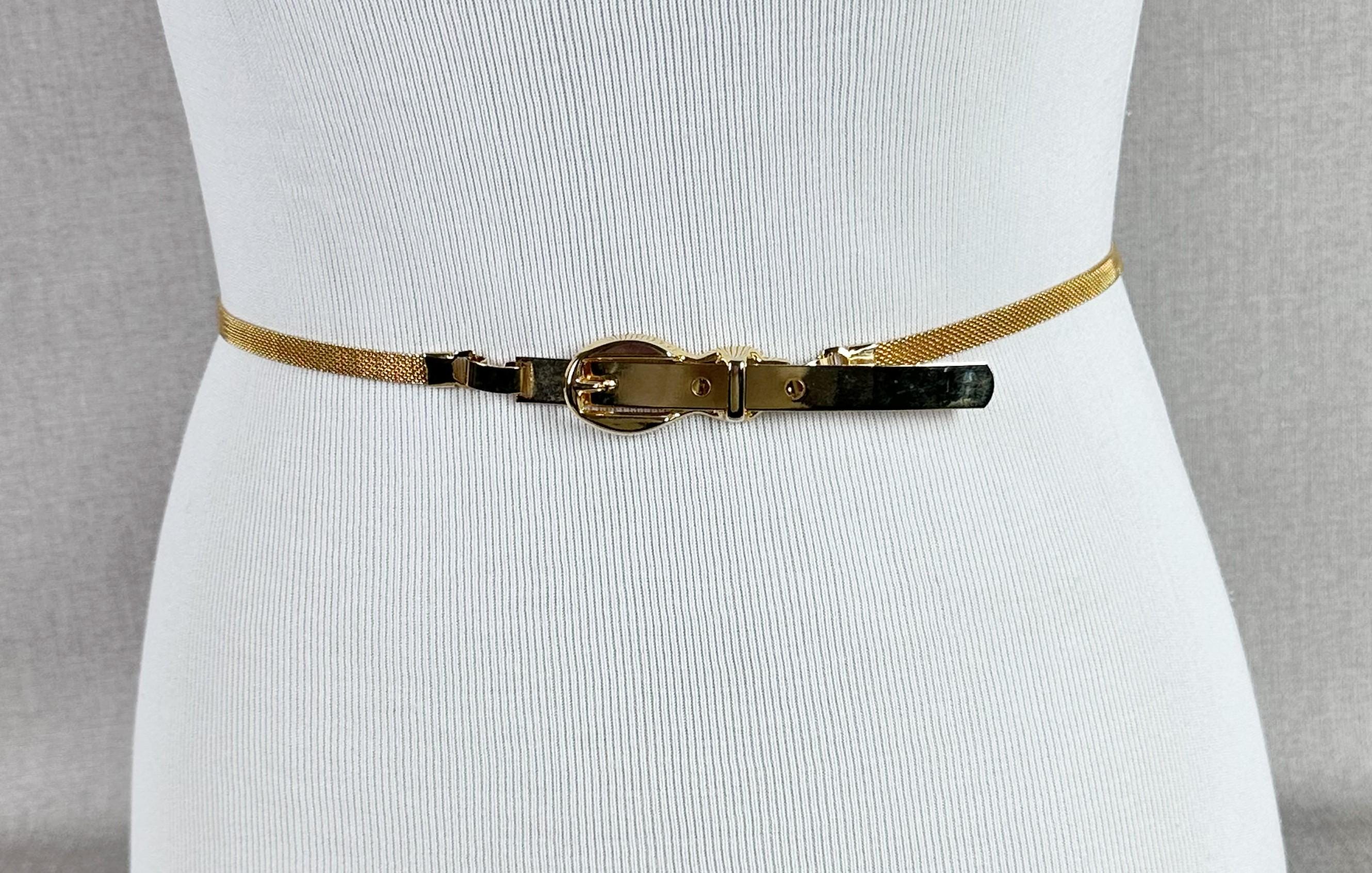 Vintage Narrow Gold Mesh Adjustable Belt - Etsy display picture 3