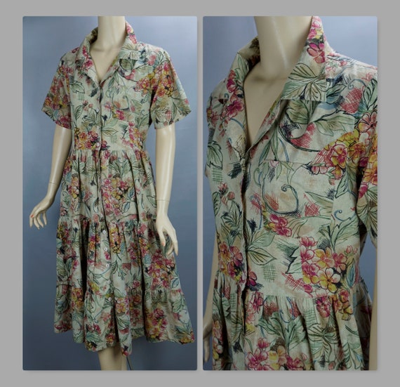 Vintage Dress, 90s Phool Dress, Floral Cotton Butt