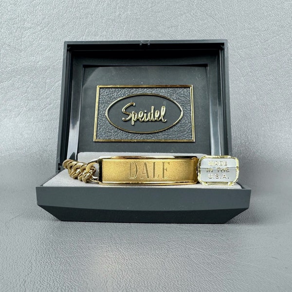 Mid-Century Speidel ID Bracelet, Goldtone DALE, Original Box