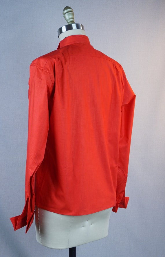 Vintage 1950s Red Cotton Tuxedo Shirt by Shapely … - image 5
