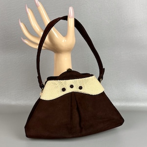 Bolso de mano Manon Box Vintage años 50 de antelina marrón
