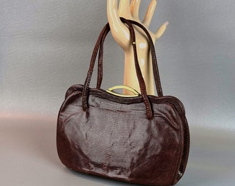 Vintage 50s Small Lizard, Reptile Skin Handbag