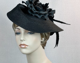 Vintage Black Wide Brim Flower Fascinator