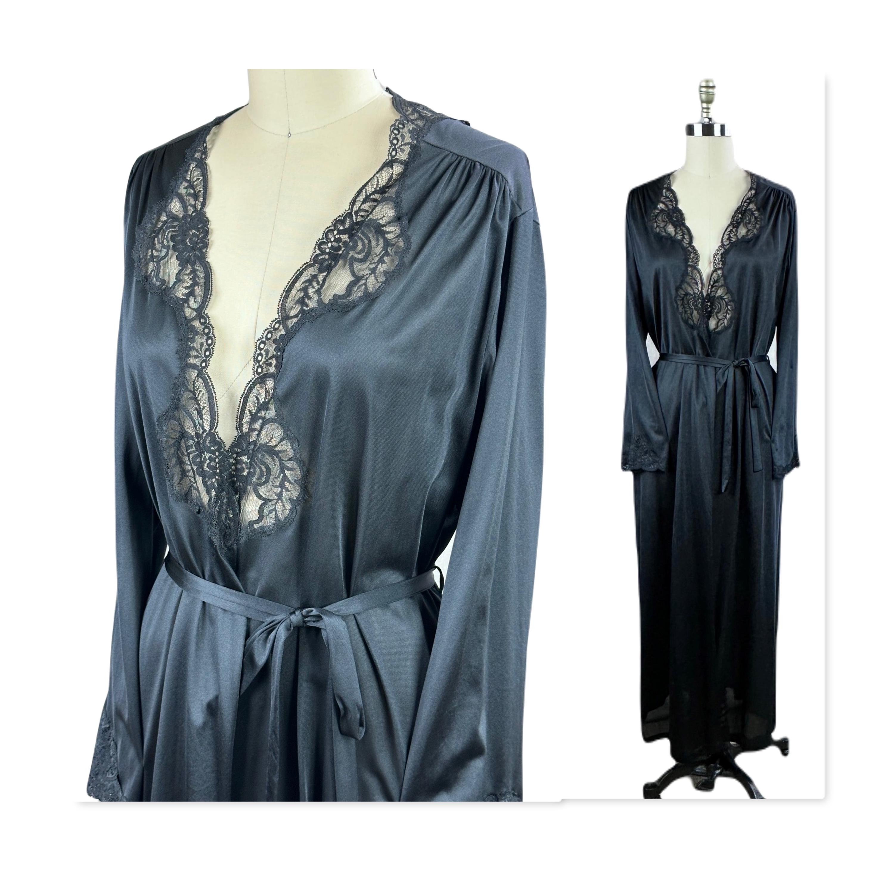 Vintage Olga Black Dressing Gown, Robe Sz L, Style 94250 - Etsy