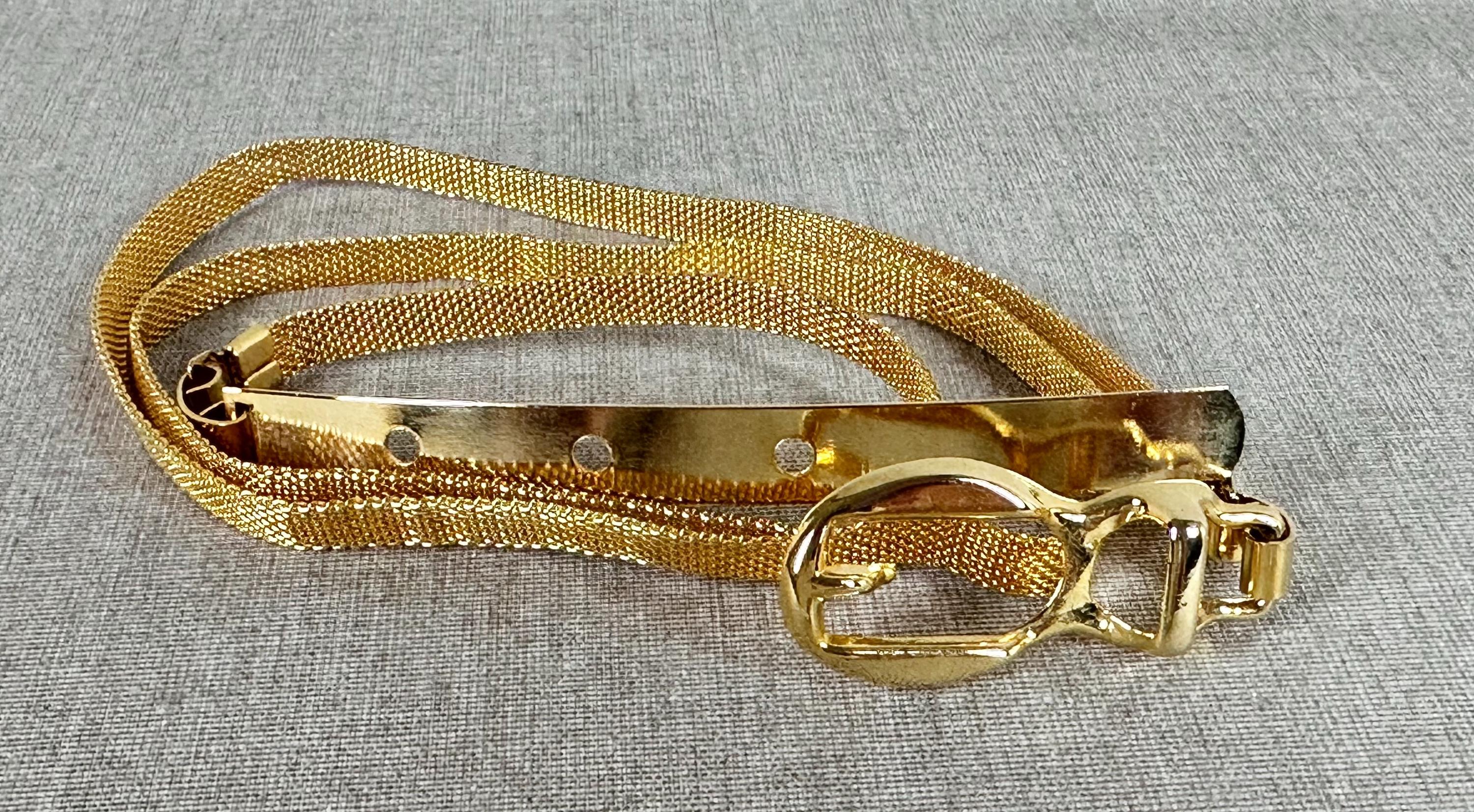Vintage Gold Tone Mesh Chain Belt Clasp‎ Adjustable Vintage Gold Metal Mesh Belt, Glam Disco Style, 24-27 Inch  main image 2