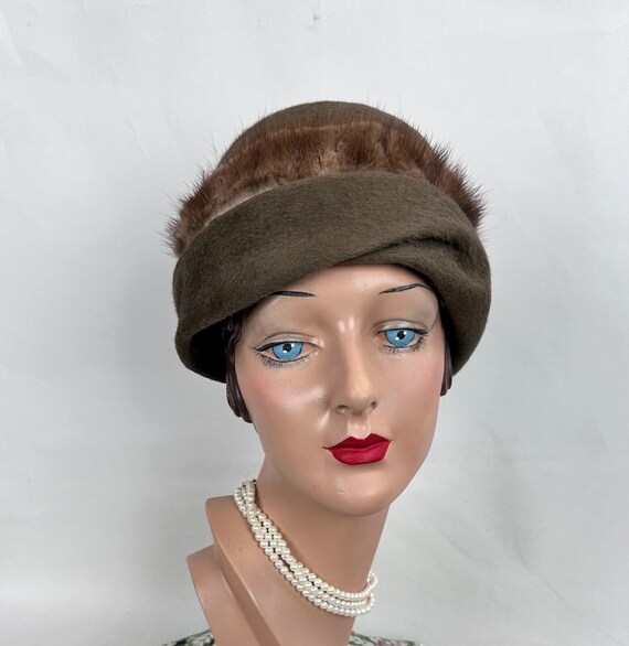 Helen Yoffe Ireland Fur Felt Wool Hat Fedora Cap red Ribbon Vintage Helen Yoffe 1950 main image 4