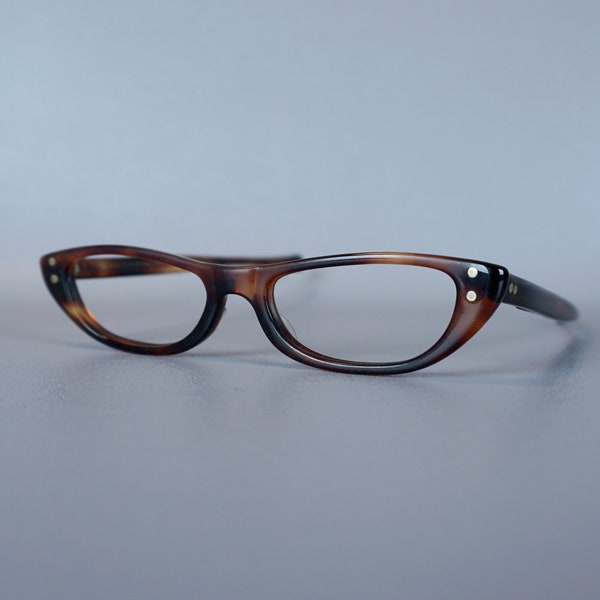 Mini montures de lunettes VTG Deadstock Amber Années 60 par American Optical