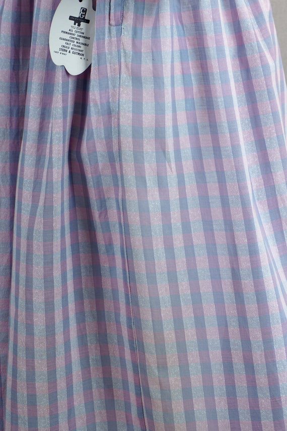 50s Pink and Blue Plaid Cotton Full Skirt Sundres… - image 8