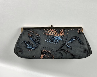 Vintage Black Formal Clutch with Applique by JR Bags