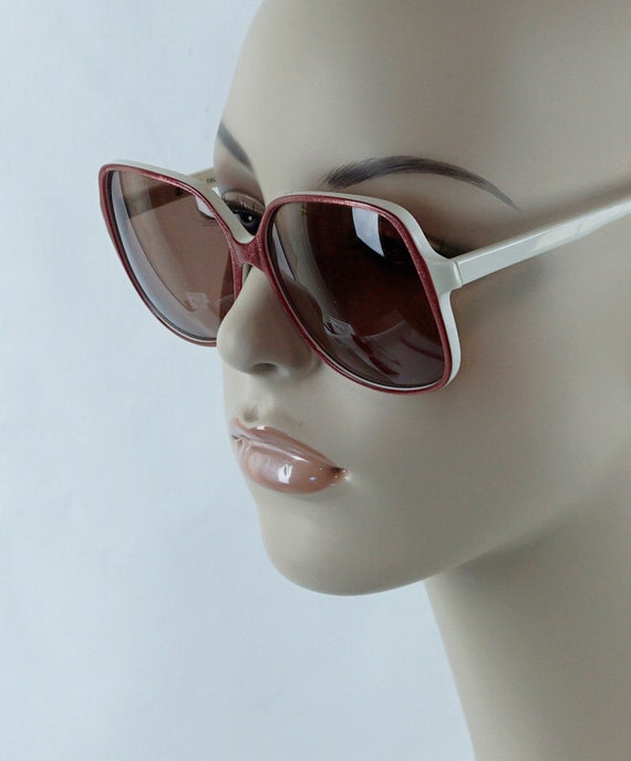 Vtg Sunglasses, Oversized Sunglasses, White and Br
