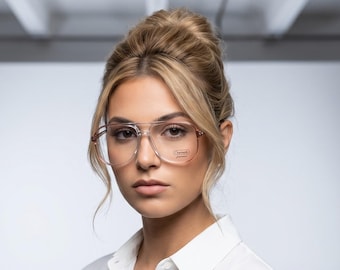 Monturas de gafas vintage de los años 80, nuevas, de gran tamaño, transparentes con efecto degradado marrón claro, de Charmant Eyewear.