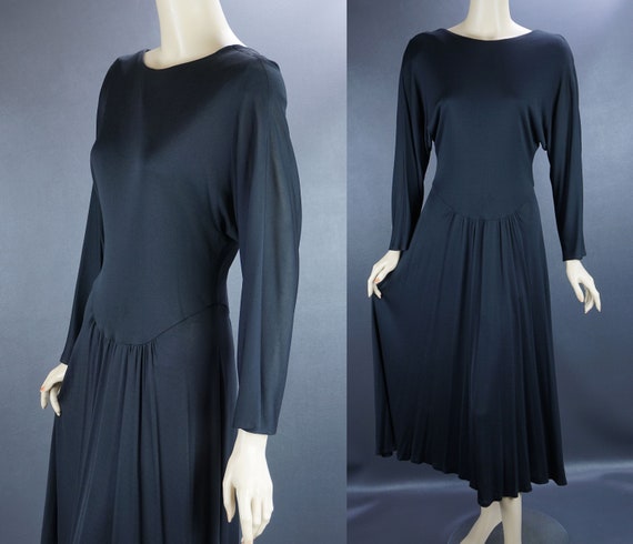 Vintage Dress, Black Jersey Dance Dress, Kappi Jer