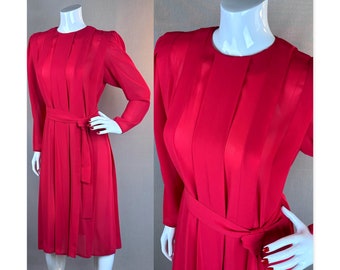 80s True Red Sheer Shift Dress by Nilani, Sz 9/10