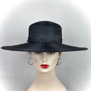 Vintage 60s Black Straw Wide Brim Picture Hat by Frank Olive  display picture 1