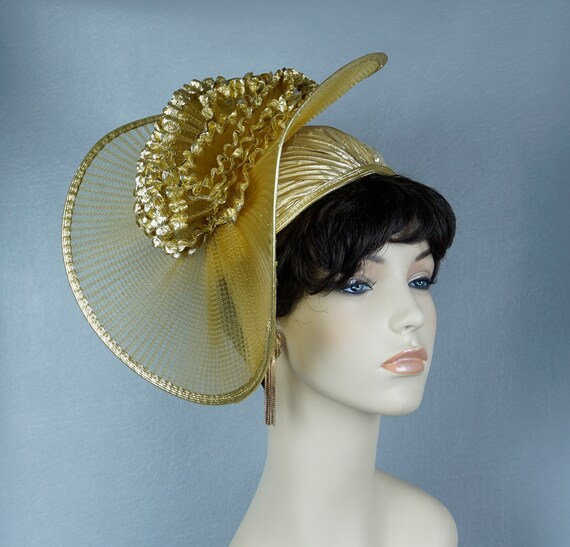 Statement Hat, Gold Church Hat, Derby Hat, Sylvia