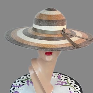 Vintage 80’s  Bellini New York Straw Lilac Hat With a Feather and Netting A new dressed straw Bergere just added to the website  main image 4