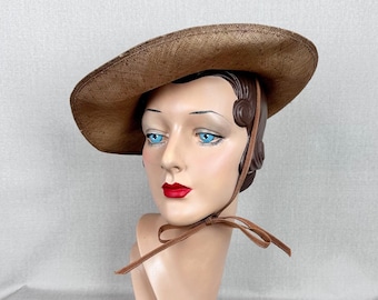 Vintage 50s Straw Wide Brim Sunhat by Maude B Carver, Shop Individual, Washington DC