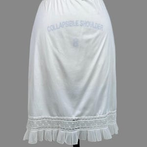 Vintage White Nylon Half Slip with Lace Ruffle