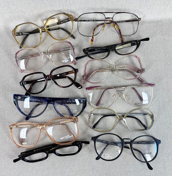 Vintage Lot of 80s 90s Oversized Deadstock Eyeglass Frames, Twelve NWT