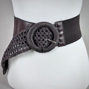 Vintage 80s Brown Wide Stretch Belt
