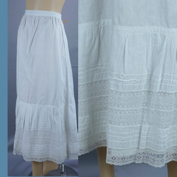 Antique Cotton Petticoat, 1900s Midi Length Pettic