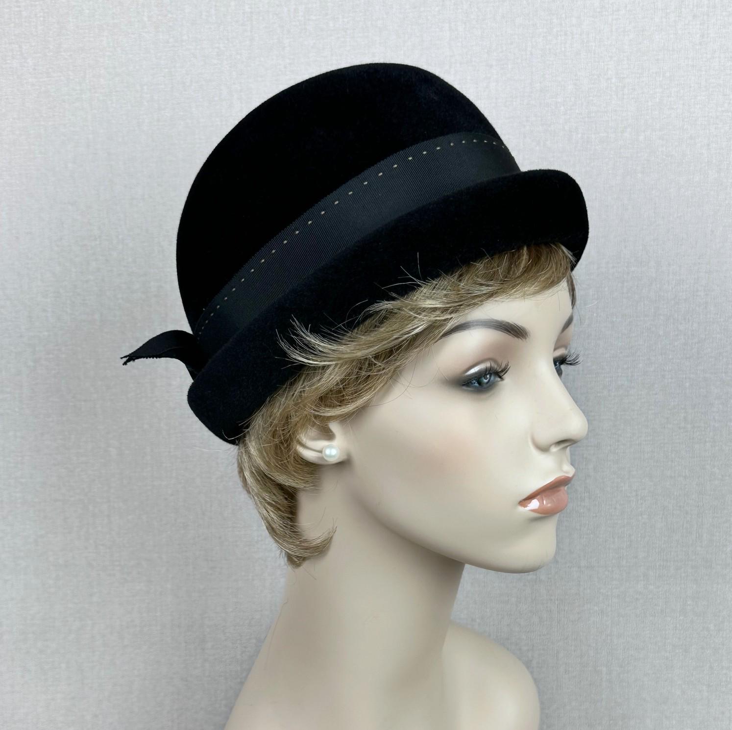 Vintage 60s Evelyn Varon Black Velour Derby Style Hat - Etsy