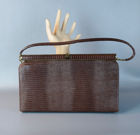 Vintage Handbag, Faux Reptile Handbag, Vegan Hand… - image 5