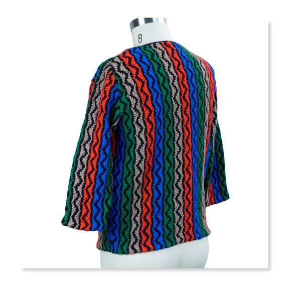 60s Multi Colored Zig Zag Wool Sweater by Bradley… - image 5