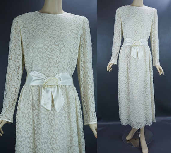 Ivory Lace Dress, Formal Midi Lace Gown, Party Bri