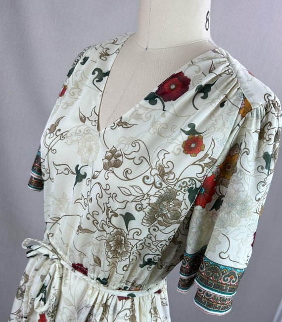 70s Floral Border Print Summer Dress by Hal Ferma… - image 5