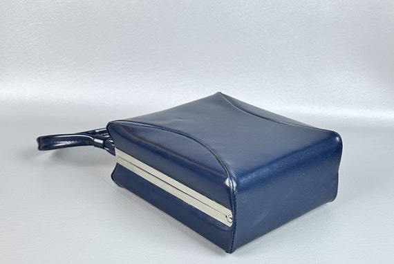 Vintage 50s Navy Blue Box Handbag - Purse - image 4