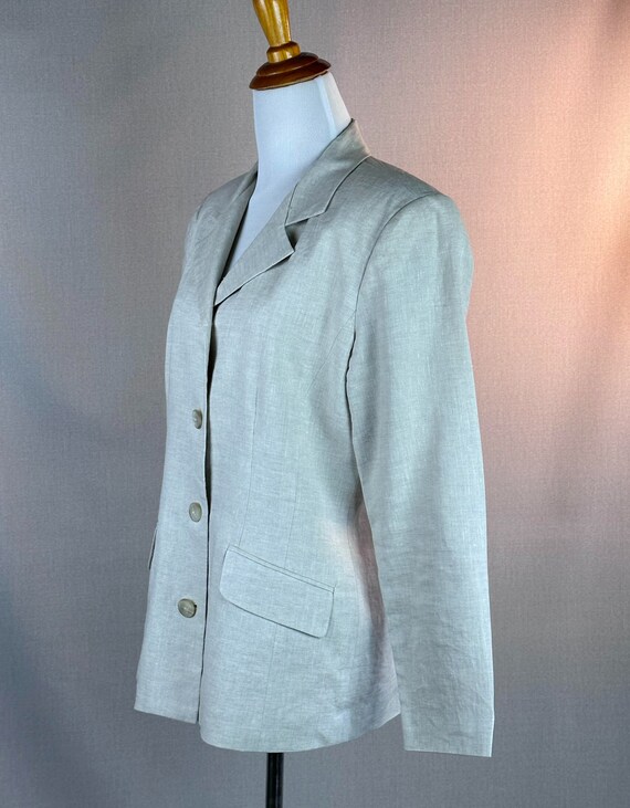 90s Beige Linen Jacket Blazer by B Moss, USA, Sz … - image 6