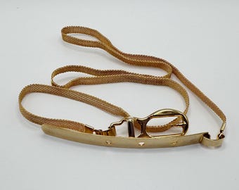 Vintage Gold Belt Metal Mesh Metal Bar Buckle Skinny - Etsy UK