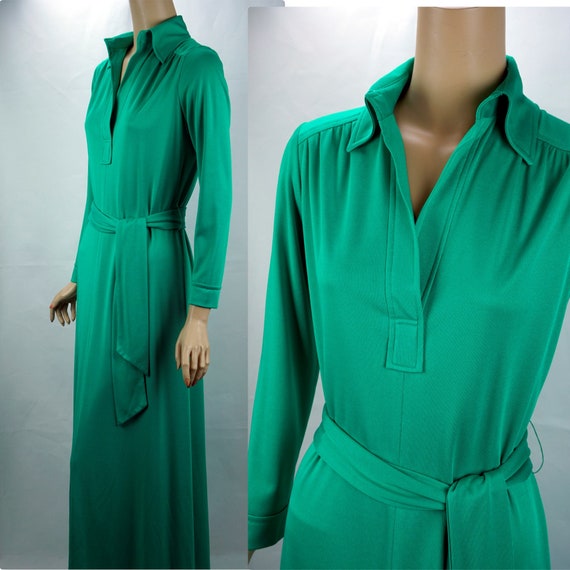 Vintage Maxi Gown, Kelly Green Gown, 1980s Formal