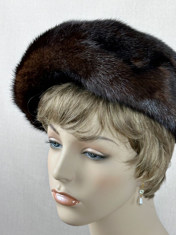 Vintage Dark Brown Mink Beret Hat - image 6