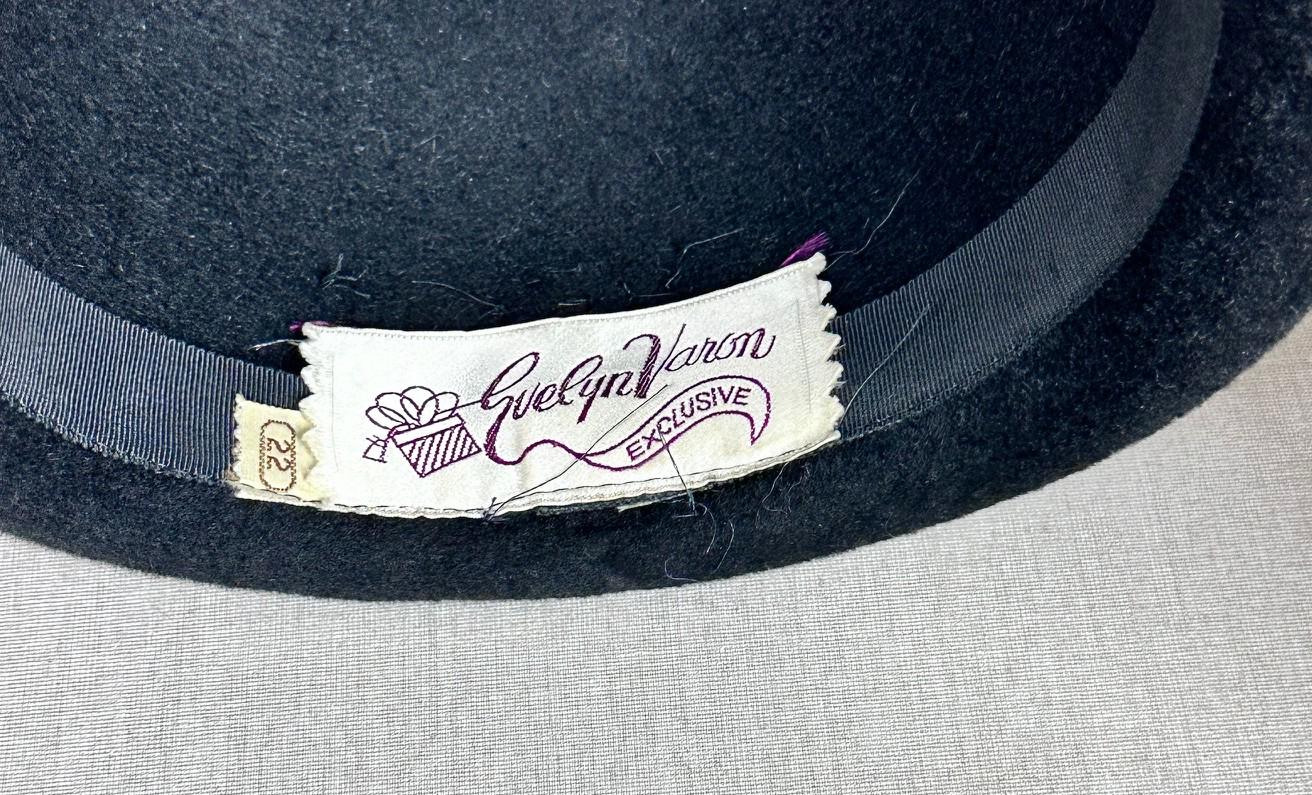 Evelyn Varon Exclusive Hat Vintage 1950s 1960s Feather Hat in White and Black by Evelyn  main image 3