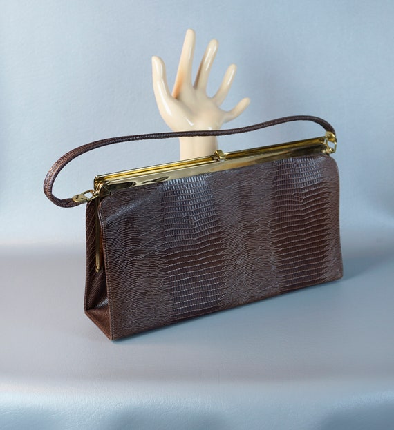 Vintage Handbag, Faux Reptile Handbag, Vegan Hand… - image 2