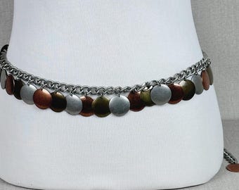 Vintage Mixed-metal Braided Fabric and Chain Belt With Large  display picture 1