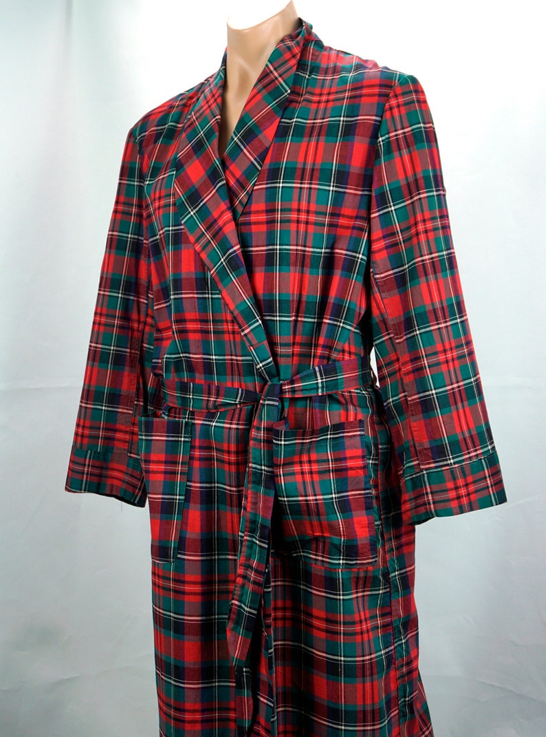 Vtg Mens Robe Red Plaid Robe Cotton Robe Lounging Robe Etsy