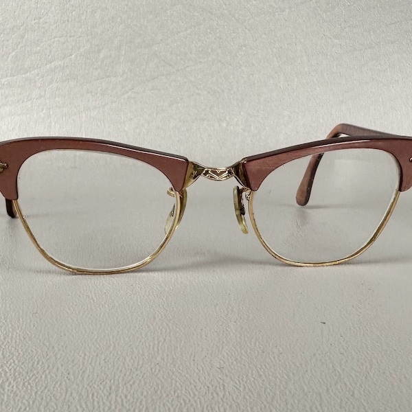 50s Bronze and Gold Browline Artcraft Eyeglasses, Small