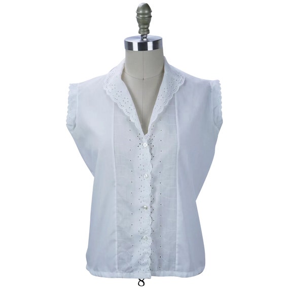 Vtg White Blouse, Eyelet Blouse, White Eyelet Blou