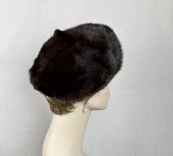 Vintage Dark Brown Mink Beret Hat - image 4