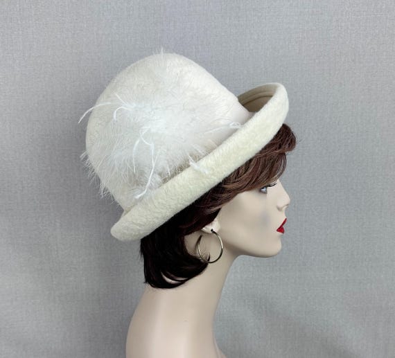 Vintage Jack Mcconnell Flair 70s Ivory Fur Felt Derby Style  display picture 3