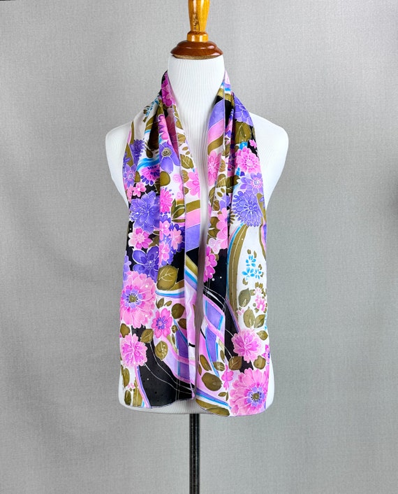 Vintage Pink and Lilac Floral Glitter Neck Scarf f