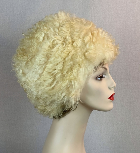 Vtg Natural Curly Lamb Turban Hat by Betmar