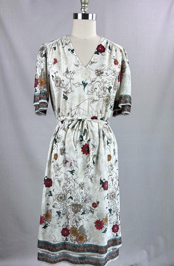 70s Floral Border Print Summer Dress by Hal Ferma… - image 7