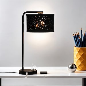 Small Stars Table Lamp, Black Table Lamp, Star Bedside Lamp, Vintage Table Lamp, Mid Century Table Lamp , Modern Table Lamp, Desk Lamp